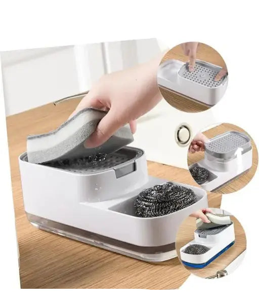 Spokane Plastic Dishwashing Soap Dispenser with Sponge Holder