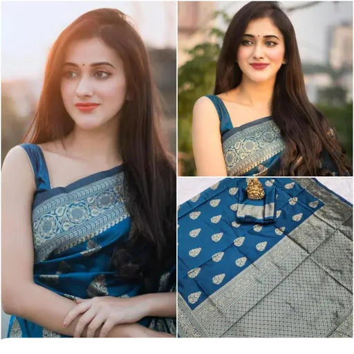 Pure Purple Color Litchi Silk Saree with Blouse