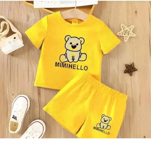 KIDS CLOTH (MIMIHELLO ) YELLOW + YELLOW, HAF T SHIRT+HAF PANT